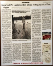 Gazette Regional News article about Sugarloaf Pet Gardens